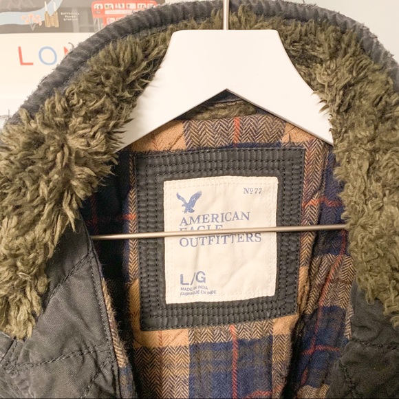 American Eagle Flannel Lined Fur Collar Jacket, L - Picture 4 of 6